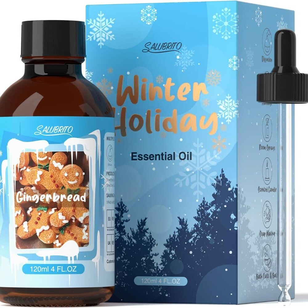 Gingerbread Essential Oil 4 Fl.Oz 120ml, Pure & Natural Fragrance Oils, Winter E